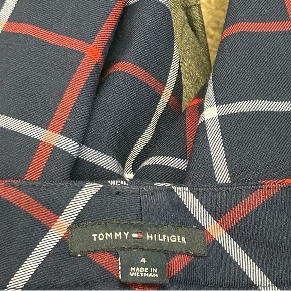 TOMMY Hilfiger Navy blue red white plaid check windowpane print ankle pants Sz 4 - Picture 6 of 11